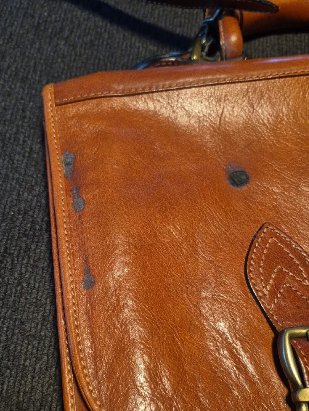 Men's Leather Briefcase Bag in Cognac Brown